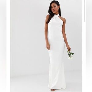 Lipsy London Bridal High Neck Mermaid White Maxi Dress Size 8 US
